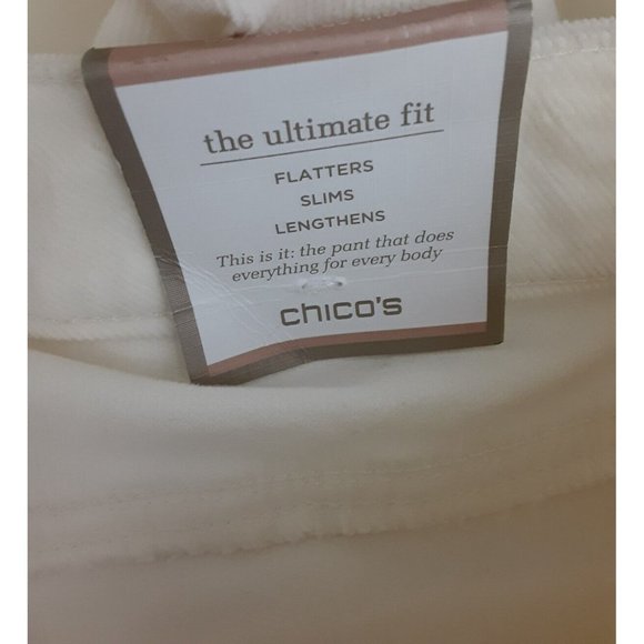 Chicos Womens Ivory White Ultimate Fit Slim Leg Corduroy Jeans Mid Rise S - Picture 8 of 16